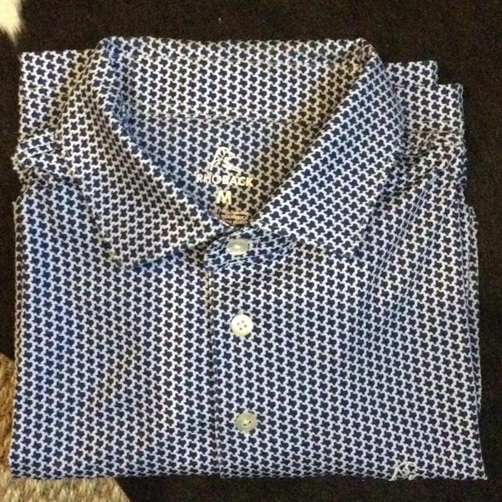 Men's Blue Patterned Button-Up Shirt